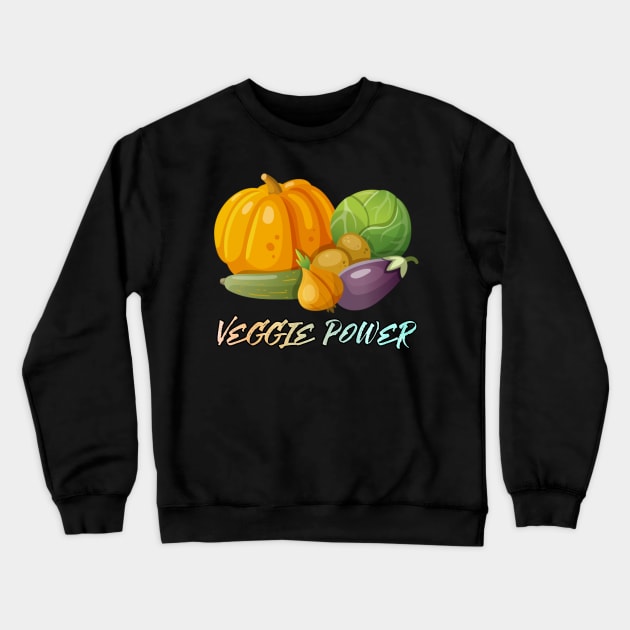 veggie power funny food vegetable Crewneck Sweatshirt by untagged_shop